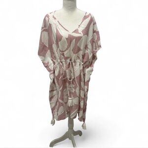 Women's Pink & Cream Floral Swim Coverup Tunic